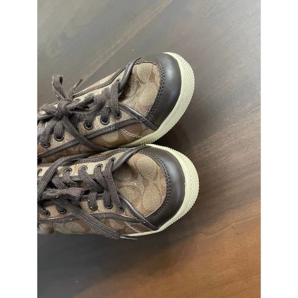 COACH Low Top Signature Sneaker Shoes Women's KHAKI Mahogany Size 8 - Picture 5 of 12